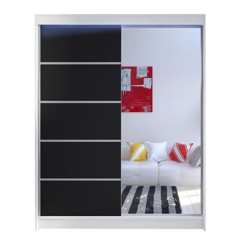 Szafa MIRJAN 24 z drzwiami przesuwnymi Camino III z oświetleniem RGB biały/czarny 1 szt.