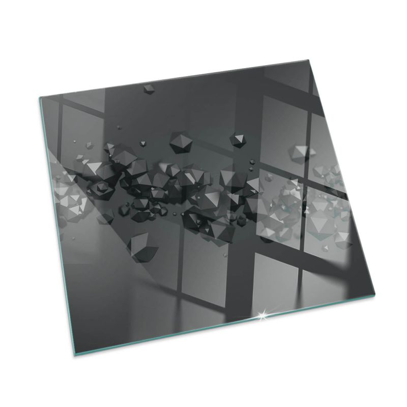 Szklana Podkładka Pod Kominek Kwadrat Wallfluent 60x60 cm Abstrakcyjne bryłowe formy 1 szt.