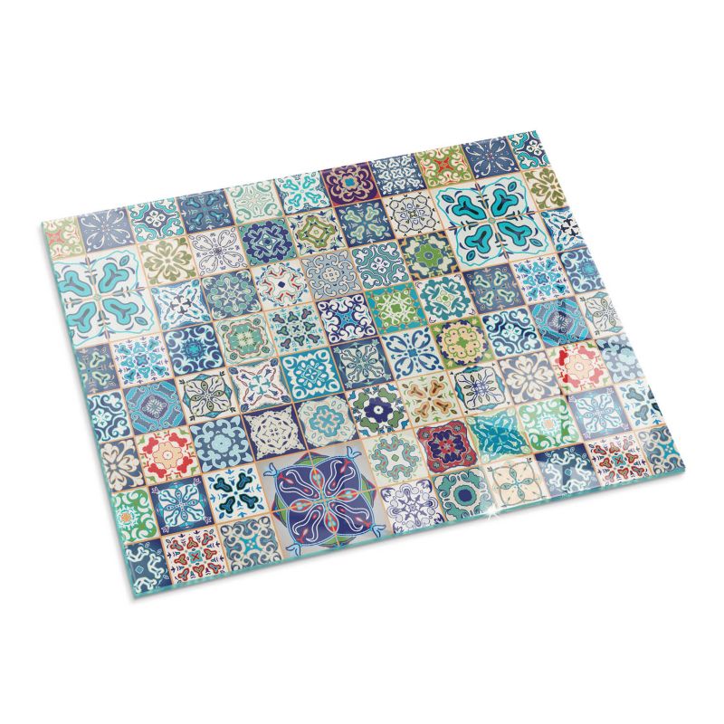 Szklana Podkładka Pod Kominek Prostokąt Wallfluent 80x60 cm Mozaikowy wzór na kafelkach 1 szt.