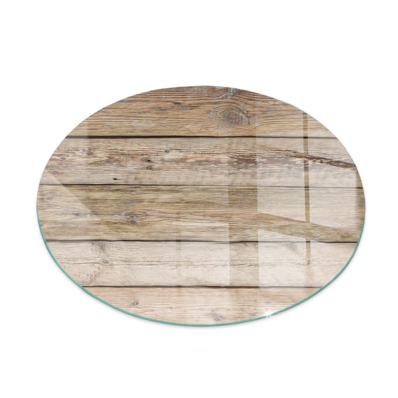 Szklana Podkładka Pod Kominek Okrąg Wallfluent Fi60 cm Faktura drewnianych desek 1 szt.