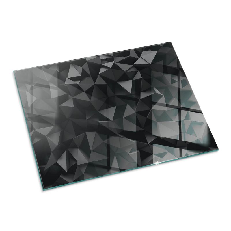 Szklana Podkładka Pod Kominek Prostokąt Wallfluent 80x60 cm Geometryczny wzór 3D 1 szt.