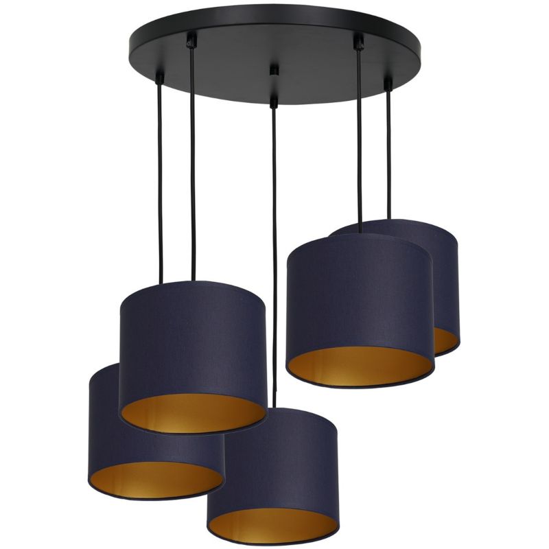 Lampa wisząca Luminex Arden czarny matowa-granatowy-złota wym: 110 x 58 x 58 cm 5xE27 x 15W 1 szt.