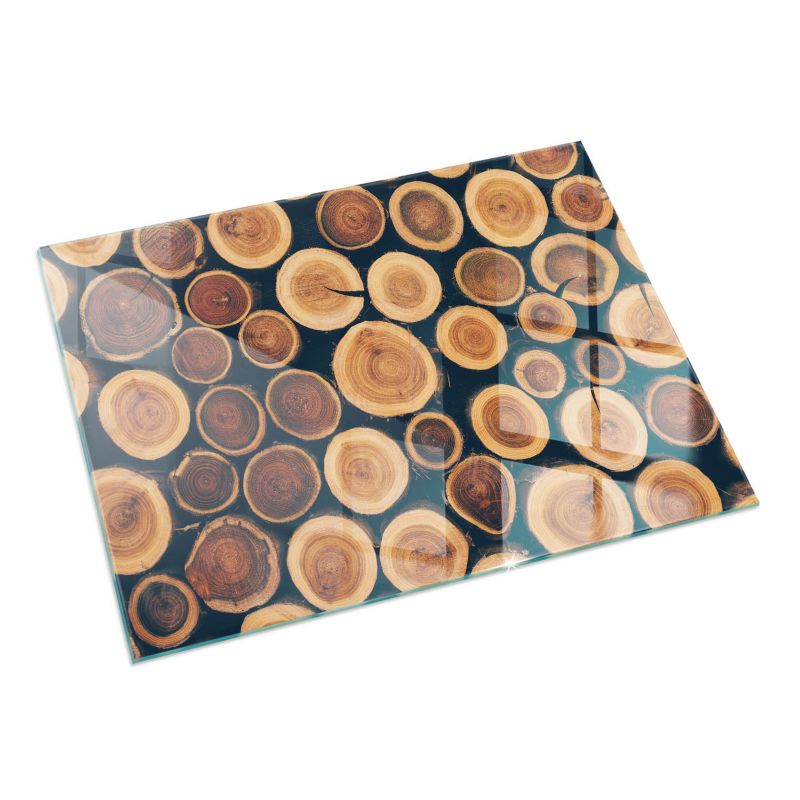 Szklana Podkładka Pod Kominek Prostokąt Wallfluent 60x40 cm Kompozycja z drewnianych fragmentów 1 szt.