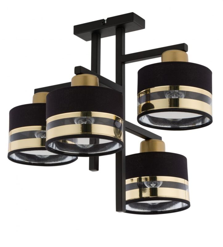 Lampa sufitowa wisząca Sigma Lighting Pro 4428 czarno-złota dekoracyjna 4xE27 x 1 szt.