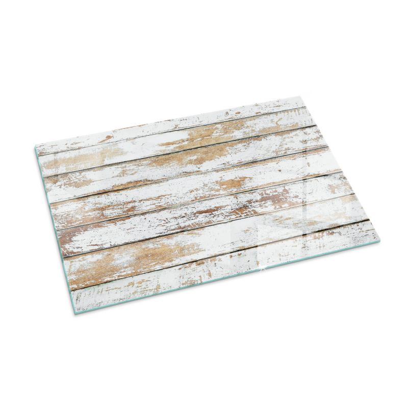 Szklana Podkładka Pod Kominek Prostokąt Wallfluent 100x70 cm Postarzane drewniane deski 1 szt.