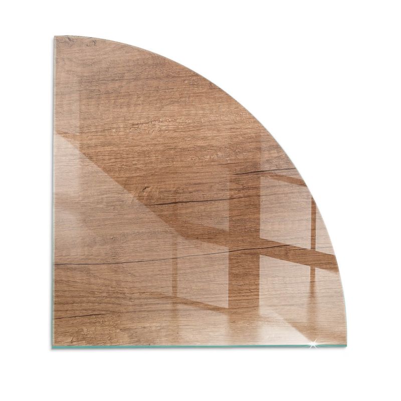 Szklana Podkładka Pod Kominek Ćwiartka Wallfluent 100x100 cm Naturalna faktura drewna 1 szt.