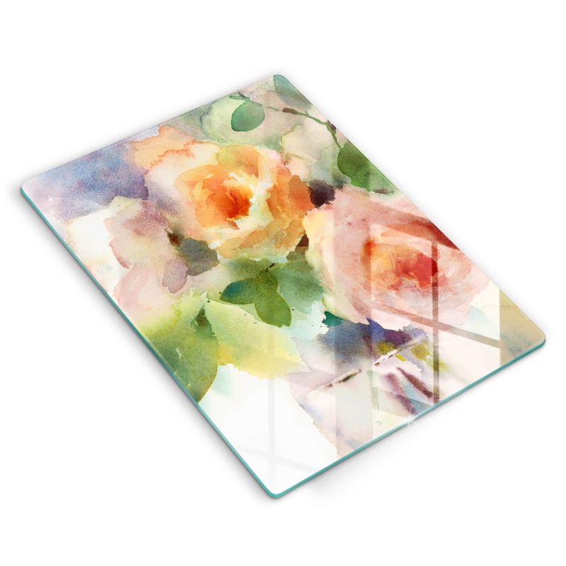 Szklana deska do krojenia Wallfluent 40x52 cm Malowane kwiaty 1 szt.
