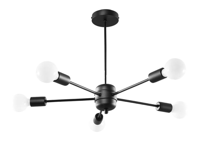 Lampa sufitowa wisząca Sollux Lighting Lango 4323 czarna szerokość 64 cm 5xE27 x 60W 1 szt.