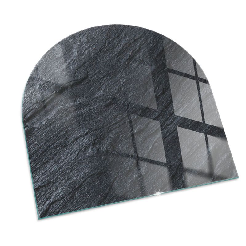Szklana Podkładka Pod Kominek Półowalny Wallfluent 100x100 cm Struktura kamiennej faktury 1 szt.