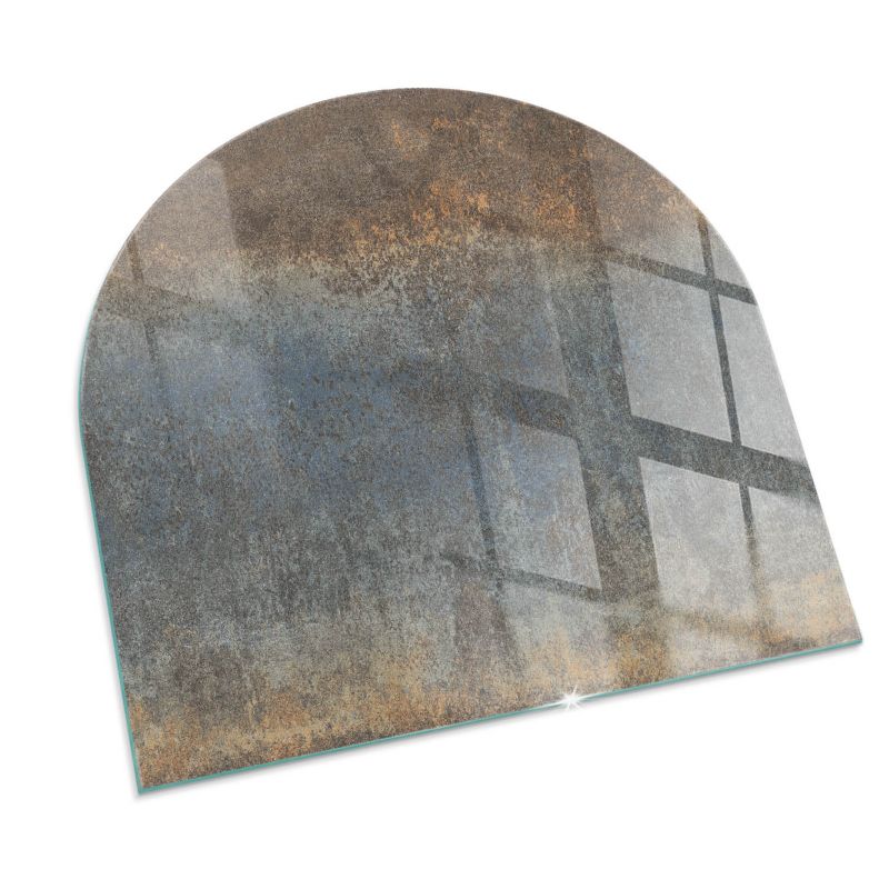 Szklana Podkładka Pod Kominek Półowalny Wallfluent 100x100 cm Teksturowany wzór abstrakcyjny 1 szt.