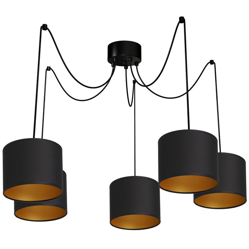 Lampa wisząca Luminex Spindel Shade czarny matowa-złota wym: 250 x cm 5xE27 x 15W 1 szt.