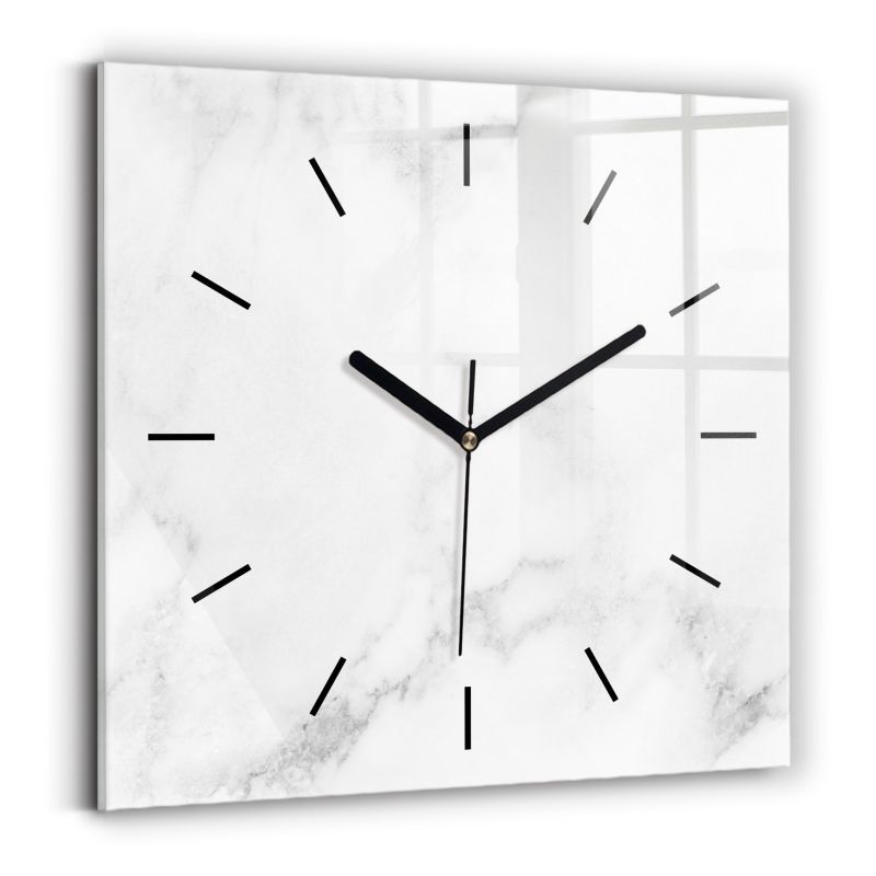 Zegar szklany Wallfluent 30x30 cm Elegancki marmur czarne wskazówki 1 szt.