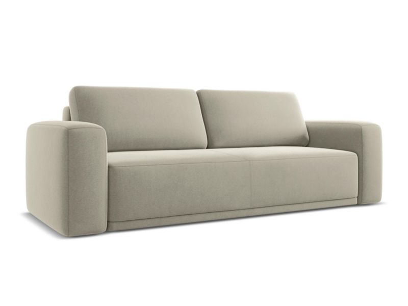 Kanapa 3-osobowa z funkcją spania Makamii Kaila z tkaniny welwetowej 242x100 cm perłowy 1 szt.