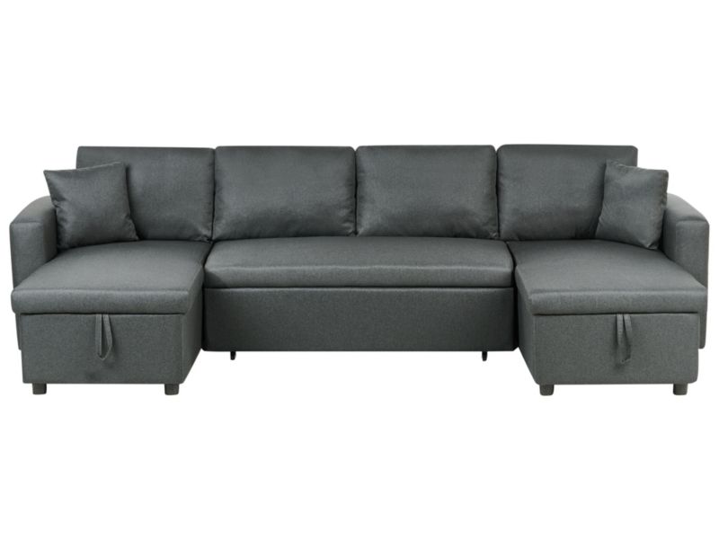 Sofa rozkładana w kształcie U Sommen Ciemnoszary ze schowkiem dla 5 osób 1 szt.