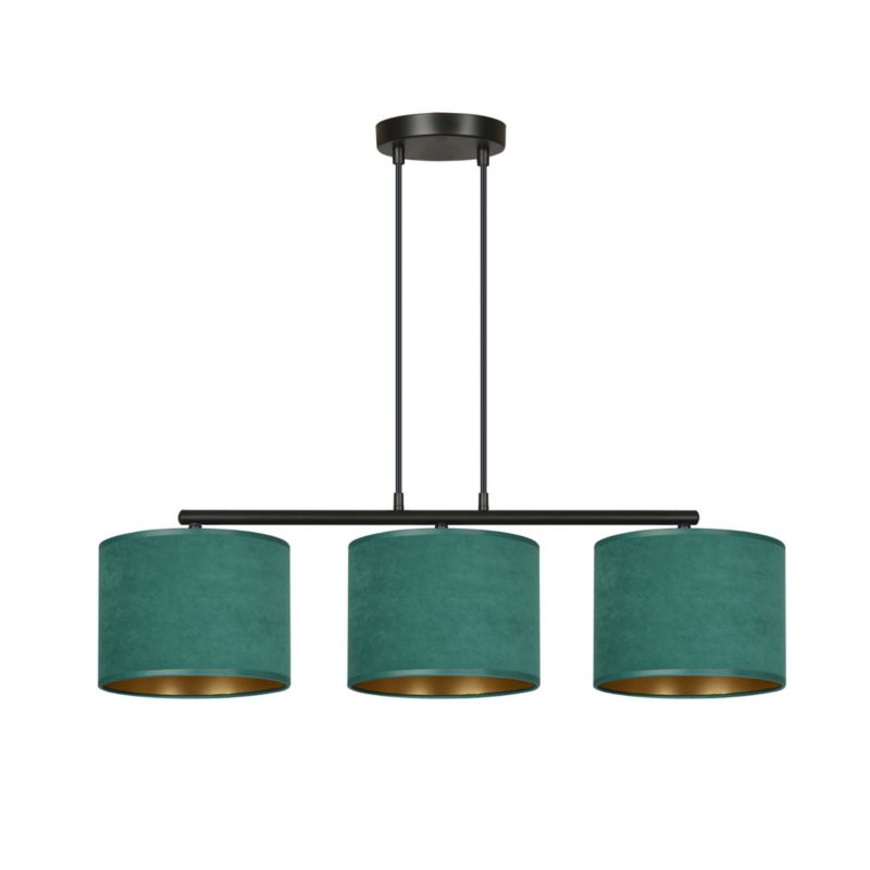 Lampa sufitowa Emibig Hilde czarno-zielona-złota tekstylne abażury 3xE27 x 15W 1 szt.
