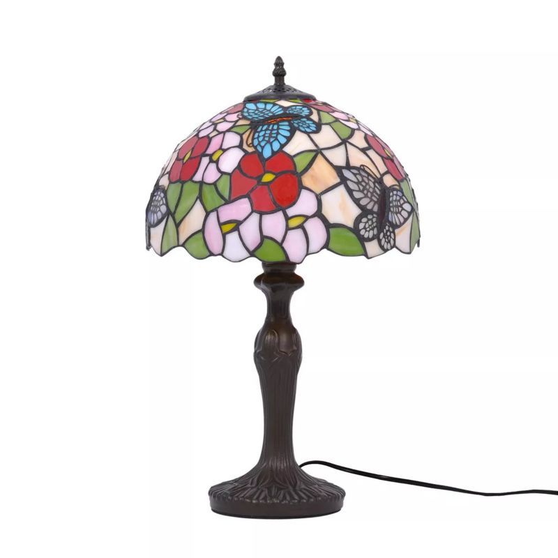 Lampa stołowa Kaja Butterfly mutlikoloo-antyczny brąz witrażowa 1 x E27 x 20W IP20 wym: 45 x 30 x 30 cm szkło witrażowe - 1 szt.