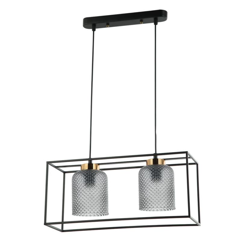 Lampa sufitowa wisząca Italux Sinella 8088 czarno-złota-dymiona industrialna 2xE27 x 1 szt.
