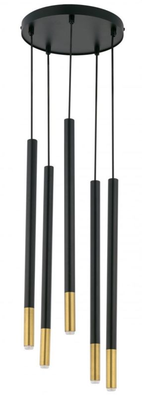 Lampa wisząca Sigma Lighting Sopel Due 3759 czarno-złota dekoracyjna 5xG9 x 3W 1 szt.