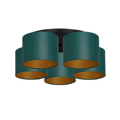 Lampa sufitowa wisząca Luminex Arden czarny mat-zielona-złota wym: 18 x 58 x 58 cm 5xE27 x 15W 1 szt.
