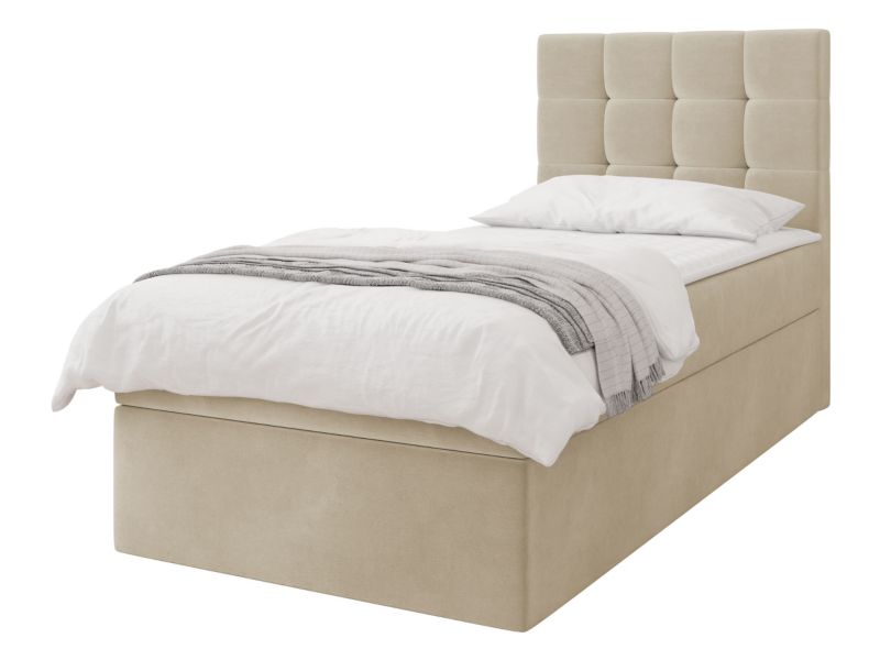Łóżko kontynentalne MIRJAN 24 Luanda Single 90x200 beżowy plusz 1 szt.