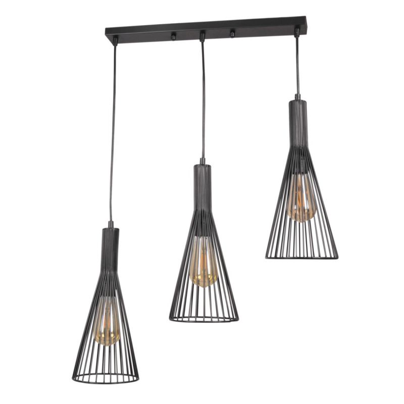 Lampa wisząca Polux Tiana czarna wym: 195 x 50 x 15,5 cm 3xE27 x 1 szt.