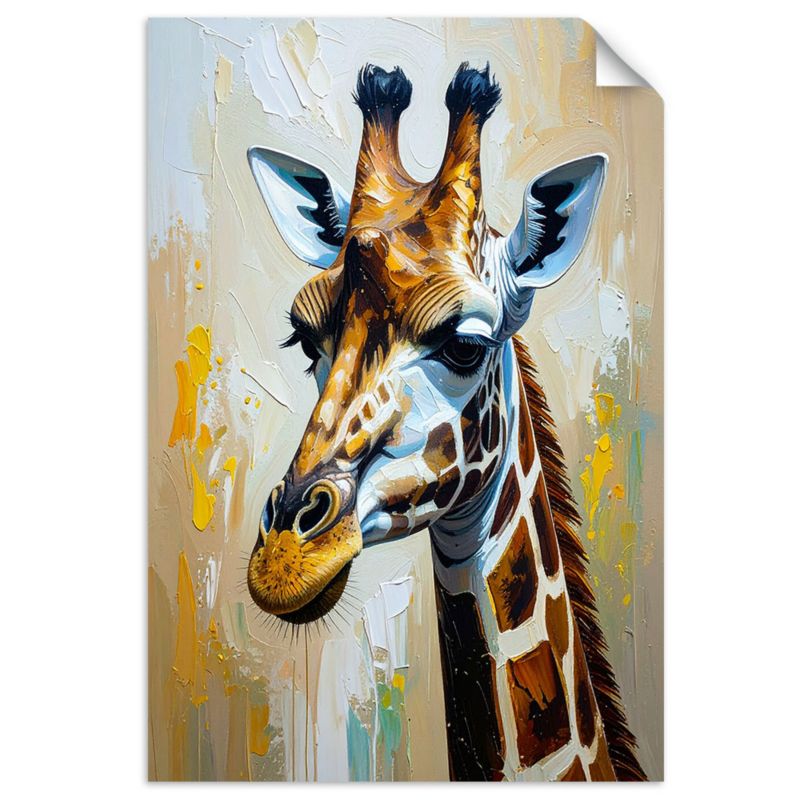 Plakaty samoprzylepne do salonu sypialni Feeby Żyrafa imitacja farby olejnej 90x130cm 1szt
