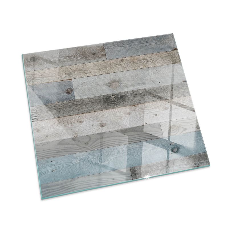Szklana Podkładka Pod Kominek Kwadrat Wallfluent 50x50 cm Drewniane deski w wielu tonacjach 1 szt.