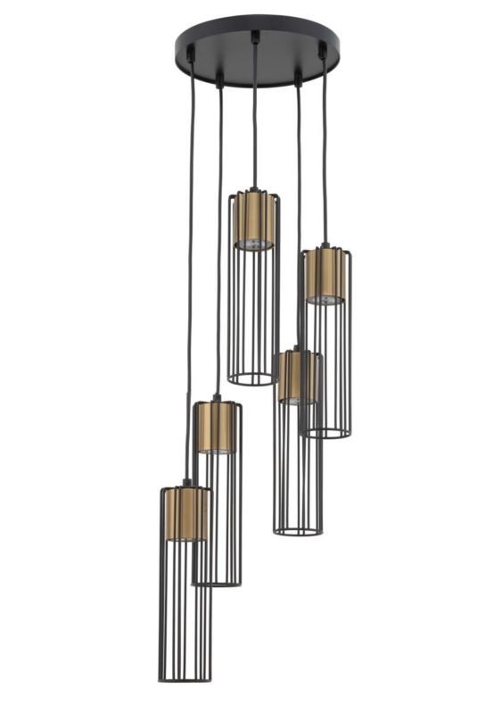 Lampa wisząca Sigma Lighting Fobia 2519 czarno-złota dekoracyjna 5xGU10 x 1 szt.