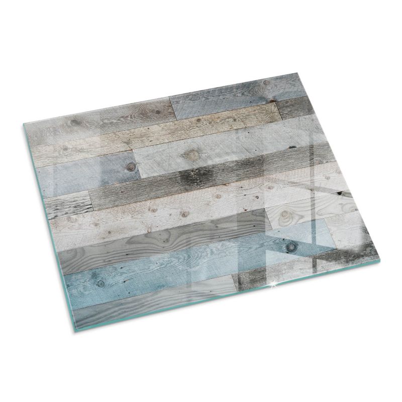 Szklana Podkładka Pod Kominek Prostokąt Wallfluent 80x60 cm Drewniane deski w wielu tonacjach 1 szt.