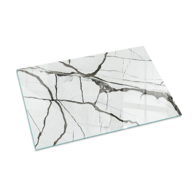 Szklana Podkładka Pod Kominek Prostokąt Wallfluent 100x70 cm Marmurowe żyłki 1 szt.