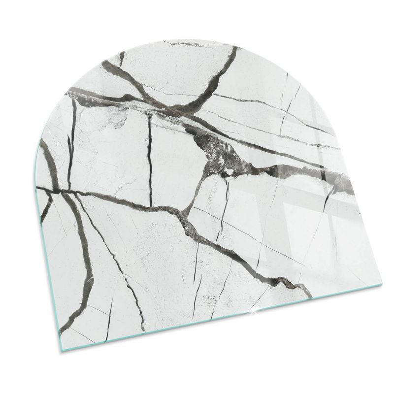 Szklana Podkładka Pod Kominek Półowalny Wallfluent 100x100 cm Marmurowe żyłki 1 szt.