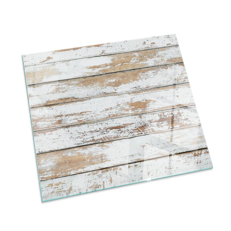 Szklana Podkładka Pod Kominek Kwadrat Wallfluent 60x60 cm Postarzane drewniane deski 1 szt.