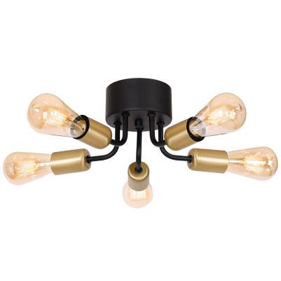 Lampa sufitowa wisząca Luminex Brenda 0629 czarny mat-złoty mat industrialna 5xE27 x 15W 1 szt.