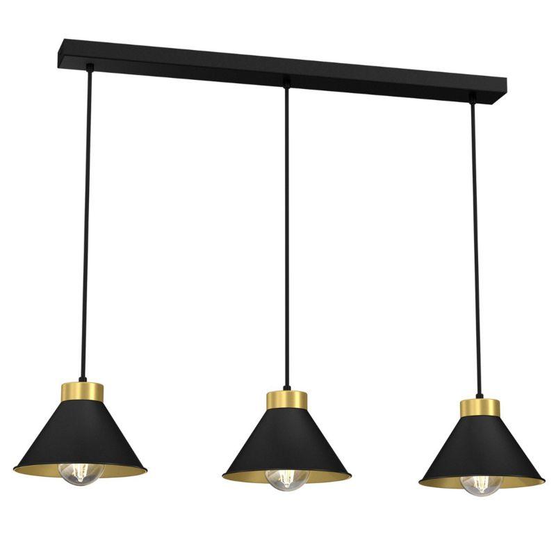 Lampa wisząca Luminex Demet czarny mat-złota wym: 110 x 70 x 17 cm 3xE27 x 15W 1 szt.