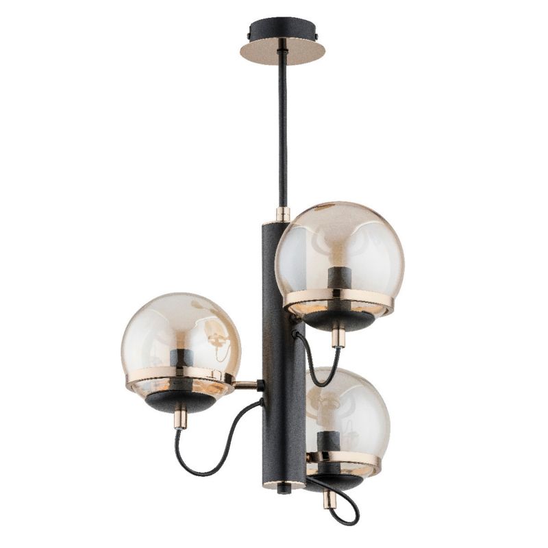Lampa wisząca Alfa Lumina czarno-złota-bursztynowy wym: 55 x 38 x 38 cm 3xE14 x 10W 1 szt.