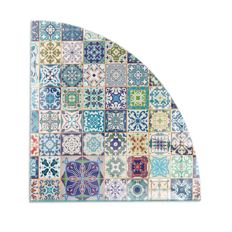 Szklana Podkładka Pod Kominek Ćwiartka Wallfluent 100x100 cm Mozaikowy wzór na kafelkach 1 szt.