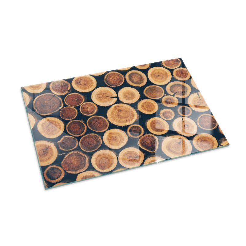 Szklana Podkładka Pod Kominek Prostokąt Wallfluent 100x70 cm Kompozycja z drewnianych fragmentów 1 szt.