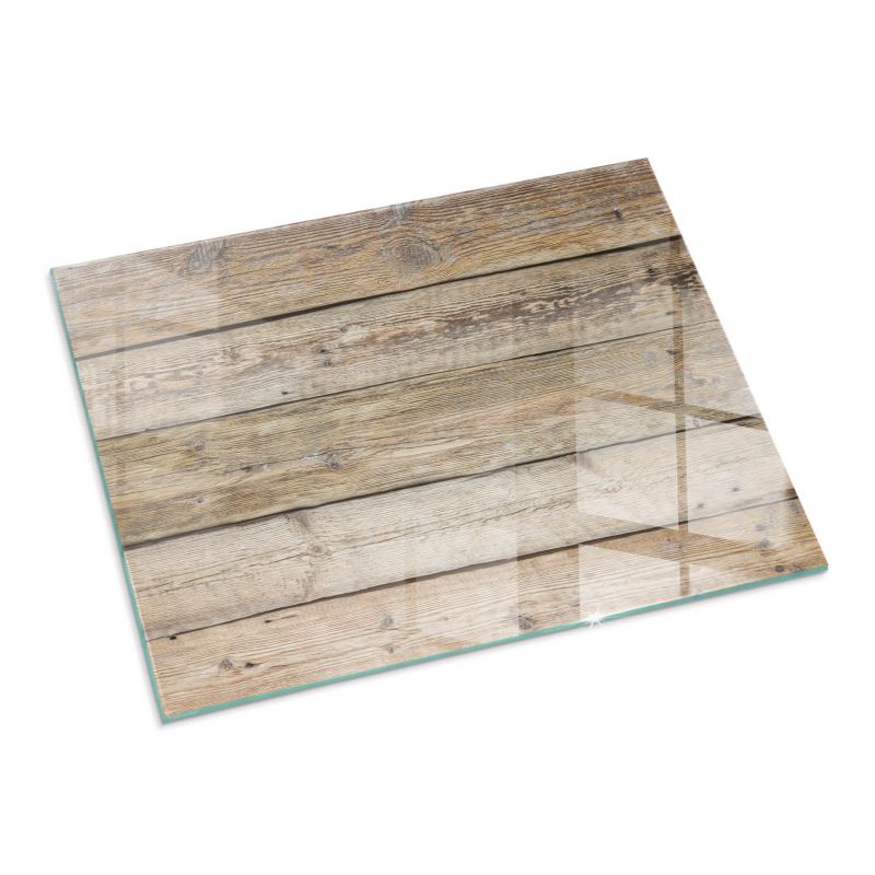 Szklana Podkładka Pod Kominek Prostokąt Wallfluent 80x60 cm Faktura drewnianych desek 1 szt.