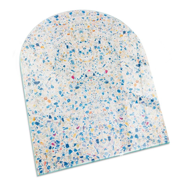 Szklana Podkładka Pod Kominek Półowalny Wallfluent 80x70 cm Abstrakcyjna faktura 1 szt.