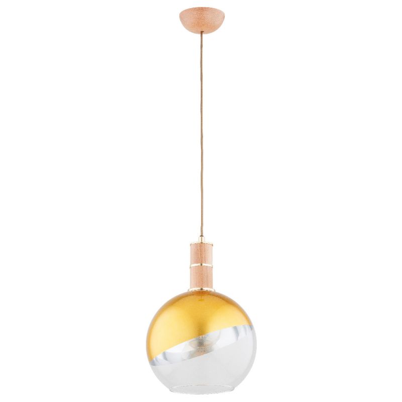 Lampa wisząca Alfa Livo 3997 jasne drewno-złota-przezroczysty do kuchni 1xE27 x 15W 1 szt.