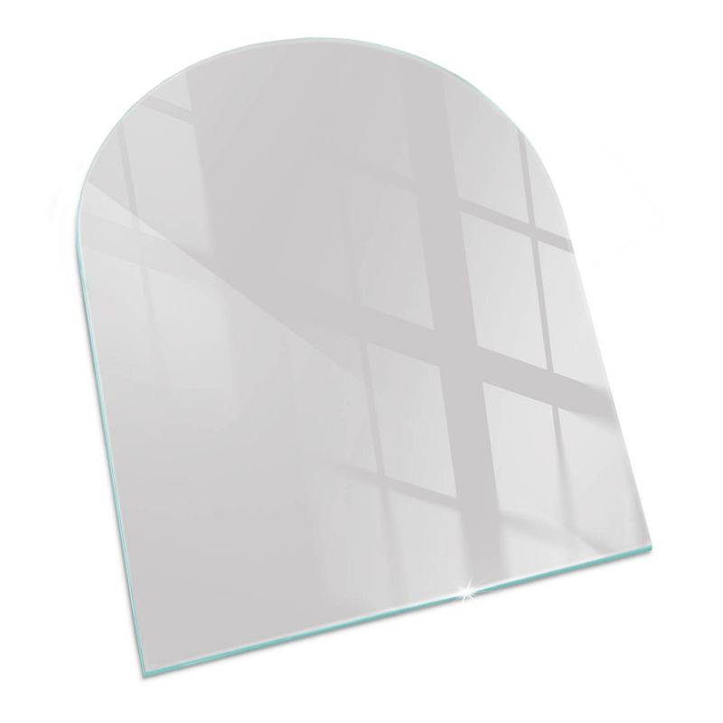 Szklana Podkładka Pod Kominek Półowalny Wallfluent 80x70 cm Stonowany szary 1 szt.