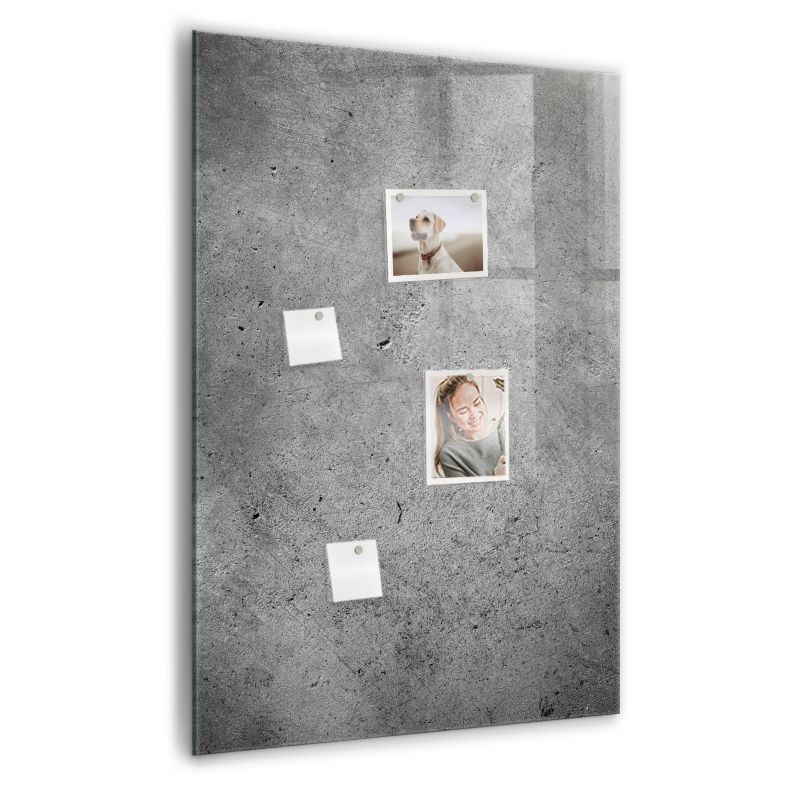 Szklana tablica magnetyczna Wallfluent 70x100 cm Beton Biały marker 1 szt.