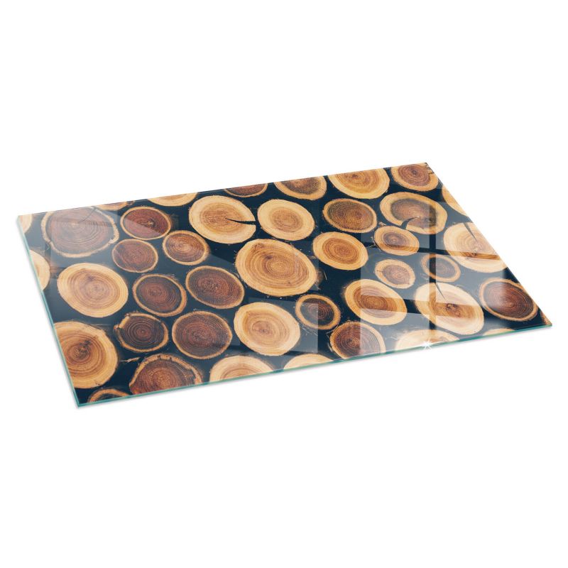 Szklana Podkładka Pod Kominek Prostokąt Wallfluent 140x70 cm Kompozycja z drewnianych fragmentów 1 szt.