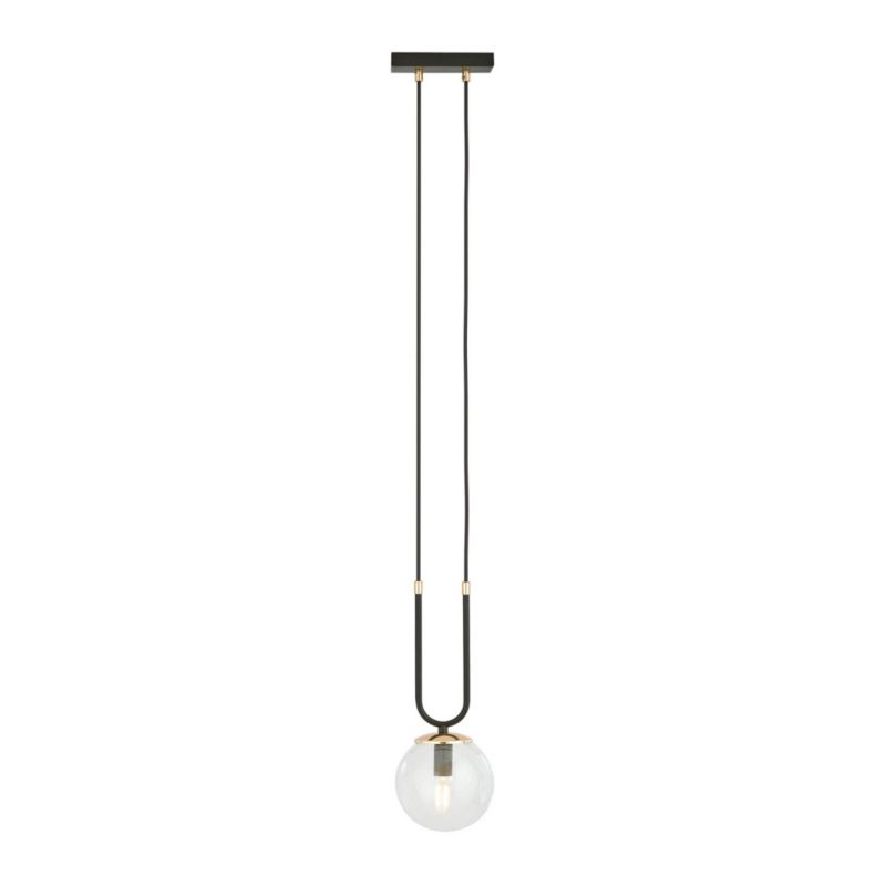 Lampa sufitowa Emibig Glam czarno-przezroczysty-złota wym: 115 x 15 x 15 cm 1xE14 x 10W szkło 1 szt.