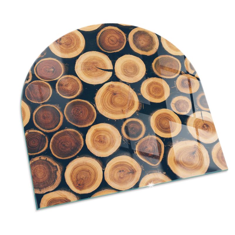 Szklana Podkładka Pod Kominek Półowalny Wallfluent 100x100 cm Kompozycja z drewnianych fragmentów 1 szt.