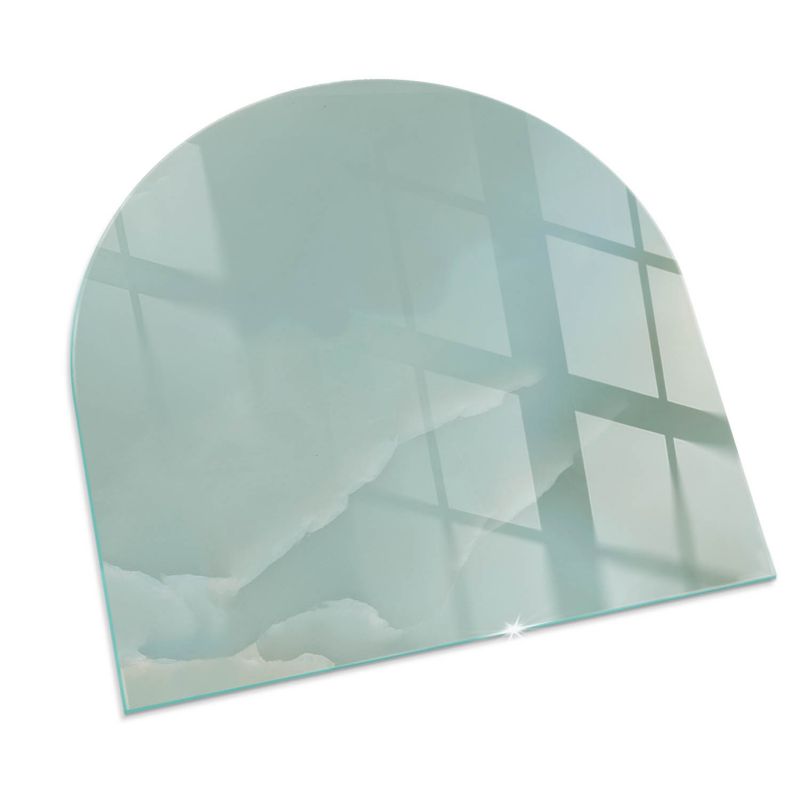Szklana Podkładka Pod Kominek Półowalny Wallfluent 100x100 cm Subtelny marmurowy motyw 1 szt.
