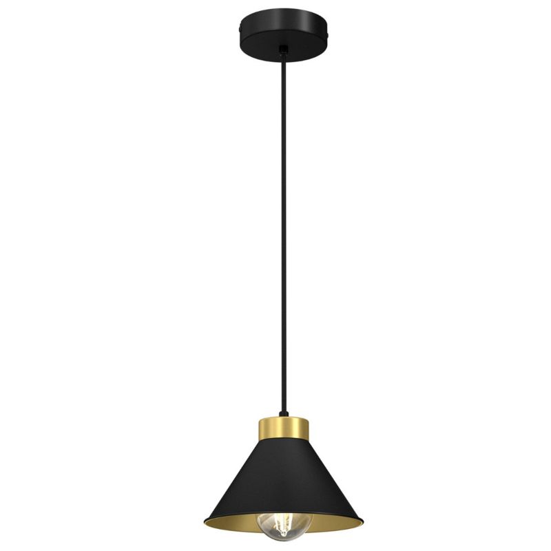 Lampa wisząca Luminex Demet czarny mat-złota wym: 110 x 17 x 17 cm 1xE27 x 15W 1 szt.