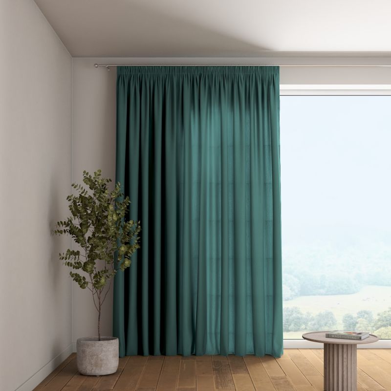 Zasłona na taśmie marszczącej 1 szt. 130 x 260 cm Dekoria zgaszona szmaragdowa zieleń 1 szt.