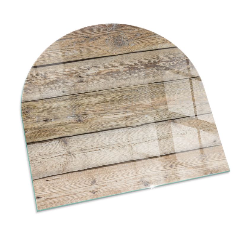 Szklana Podkładka Pod Kominek Półowalny Wallfluent 100x100 cm Faktura drewnianych desek 1 szt.