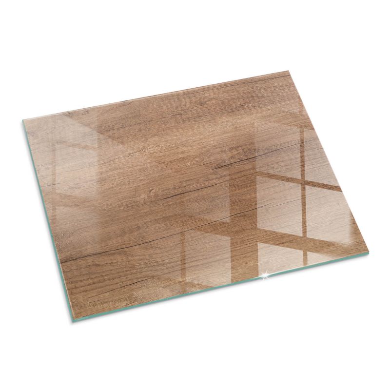 Szklana Podkładka Pod Kominek Prostokąt Wallfluent 80x60 cm Naturalna faktura drewna 1 szt.